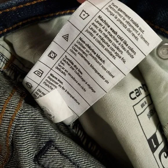 New Carhartt Jeans Womens 12 Rugged Flex Loose Fit Dark Blue 34x31 Denim BD2731 - Picture 12 of 15